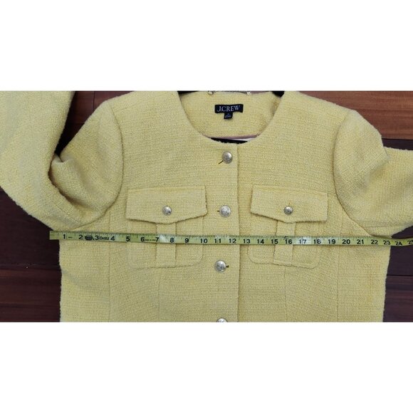 J.Crew Yellow Tweed Cropped Jacket 18 Women Classic Chanel Style Button Front - Picture 10 of 15